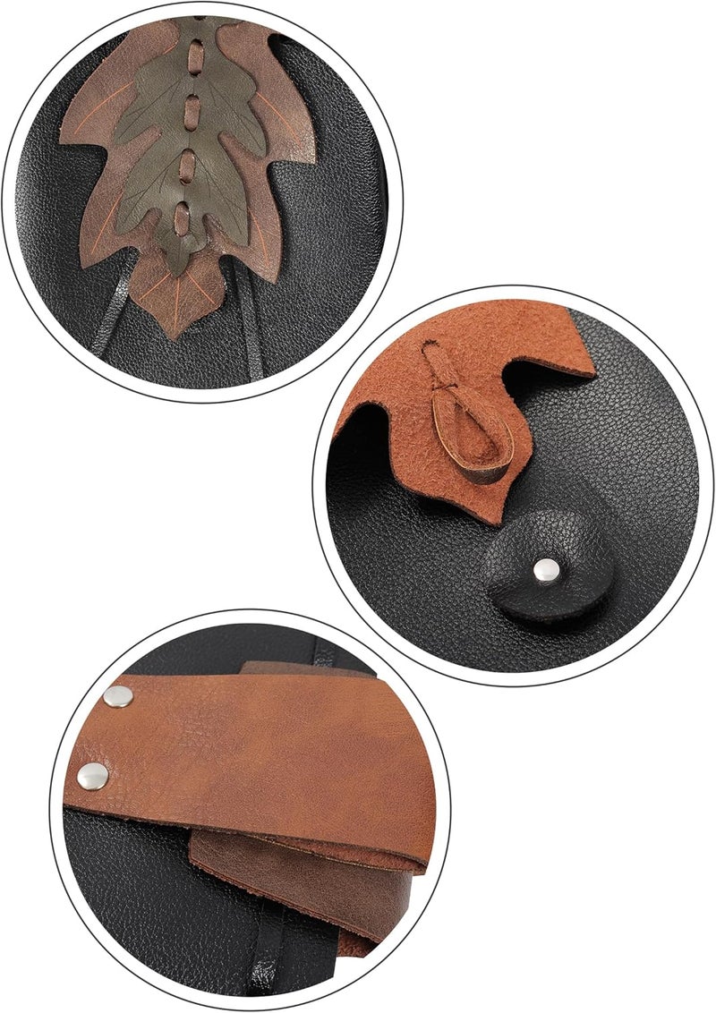 Procos Renaissance Belt Pouch Coins Purse Drawstring PU Leather Leaf Medieval Waist Bag for LARP Ren Faire - Image 4